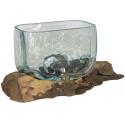 Decowood Glass G Rectangle 13x9x10 cm rechthoekige glazen vaas op boomstronk S decoratie